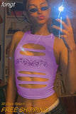 Top Cut Out Tank Top Solid Slim Crop Top Women Basic Corset 90s Tops Sleeveless Baby Tee Summer Streetwear Y2K