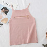 Hottie Sexy Care Machine Chest Zipper Slings Summer Dress Women Wear Repair Small Vest
