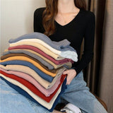 Fongt Knitted Shirt 2025 Autumn New Bottoming Shirt Slim Slim Solid Color Sweater Long Sleeves With A Short