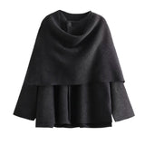 Fongt Autumn Women's Asymmetric Scarf Short Knitted Coat W063 2819