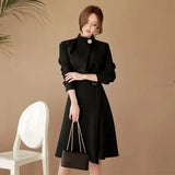 Dress Women Spring Autumn Elegant Vantage Long-Sleeve Office Lady Vestido Clothing