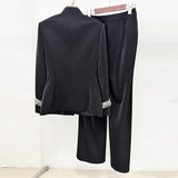 Fongt Early Autumn New Star Fashion Nails Set With A Collar Jacket Trousers Set