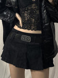 Denim Skate Mini Skirt-Outfit