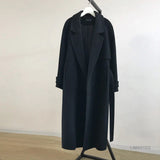 Women Wool Blends Trench Coat Elegant Outerwear Casual Loose Cardigan Female Cashmere Overcoat Korean