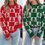 Fongt Shooting 2025 Autumn And Winter Christmas Tree Lattice Lantern Long-Sleeved Jacket Sweater Women's Clothing