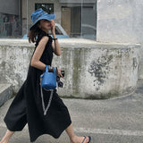 Korea Vintage Sleeveless Jumpsuits Summer Sleeveless Wide Leg Pants Elegant Lady Casual