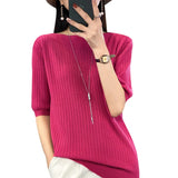 Fongt Spring New Five Minute Sleeve Sweater Bottom Shirt Female With French Unique Chic Jacket Sleeve Sweater-Outfit