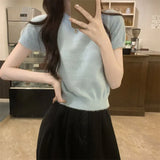 Fongt Shoulder Short Sleeves Short-Sleeved T-Shirt Repair Summer Slim New Design With Stylish Tops