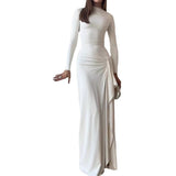 Fongt 2025 New Women's Fashion Sexy Slim Slim Open Fork Dress Dress