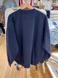 Women Navy Sweatshirts 2023 Fall Fashion O Neck Long Sleeves Letter Printed Sweatshirts Female Chic Pullovers-Outfit