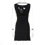 White Open Back Solid Mini Dress-Outfit
