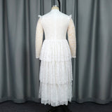 Fongt New Perspective Sleeve Half-High Lace Dress Party Party Banquet Elegant Style Dress Dress Dresses