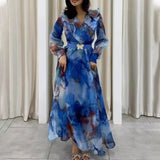 Fongt Spring And Summer New Printing Screen Dress Commuter Large Size Women's