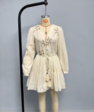 Fongt Explosion Women's Summer New Flower Embroidered With Long Sleeve Dress