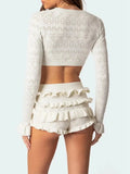 Crop Top & Ruffled Shorts Two Piece