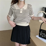 Fongt T-Shirts For Summer POLO Shirts 2024 New Thin Ice Silk Knitted Loose Short-Sleeved Thin