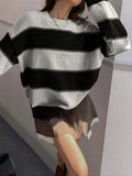 Fongt Wind Stripe Bumpy Long-Sleeved Knitted Shirt Women's Autumn Collar Collar Temperament Top Sweater