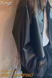 PU Leather Jacket Women Button Up Lapel Collar High Waisted Motorcycle Jackets Spring Fall Outfits