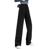 Fongt Wide Leg Pants Female Autumn Bf Large Size Fat Mm High Waist Show Thin Straight Tube Sense Suit Pants Female Professional Wear Summer-Outfit