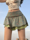 Floral Print Ruffle Mini Skirt-Outfit