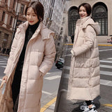 Winter 2022 Female Jacket Hooded Mid-length Parkas Coat Korean Thick Warm Loose Casual Oversized Women Ropa Para
