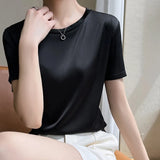 Fongt Summer Women's T-Shirt New Super Soft Bat Sleeve Simple Short-Sleeved Women's Top Bottom With Sleeveless Vest-Outfit