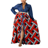 Fongt Spring Summer New Women's Dress Denim Woven Stripe Print