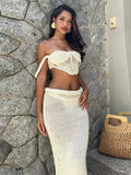 Fashion Holiday Style Skirt Set Hollow Sexy Two-Piece