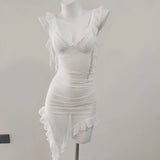 Fongt New Sweet Age-Drinking Girl With Dress Female Design Irregular Folds Showing Thin Babes Skirt