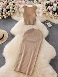 Fongt Hottie Port Style Suit Women's Summer Short Vest Top With High Waist Half Skirt Knit Two Sets