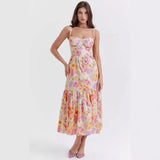 Fongt Women's Clothing 2026 Spring And Summer New Sweet Spicy Slings Solid Color A Smash Flower Cake Dress Women