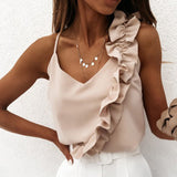 Fongt Wish Jacket Sexy Temperament Show Back Type Flounce Sling Top Female-Outfit