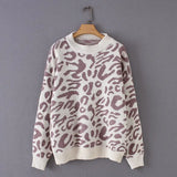 Women Turtleneck Leopard Knitted Aesthetic Sweater Women Winter Thick Female Pullovers Casual Tops Oversized