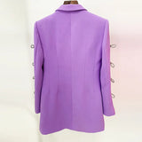 Fongt Dyed Fabric 2025 New Temperament Design Sleeve Hollow Diamond Bow Pearl Suit Skirt