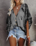 Tees Button V Neck Sexy Casual Befree Short Sleeve