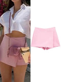 Solid High Waist Skort-Outfit