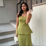 Fongt 2025 New Women's Breast-Wear Pure Color Half-Dress Temperament Fashion Suit