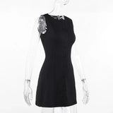 Solid Buttoned Sleeveless Mini Dress-Outfit