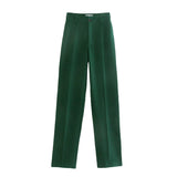 2021 New Summer Women Vintage Solid Pants Female Office Lady Bottoms Slim High Waist Casual Chic Straight