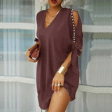 V-Neck Casual Solid Loose Party