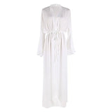 Fongt Bamboo Cloth Button Horn Sleeve Cardigan Long Sunscreen Clothing Beach Coat Bikini With Swimsuit
