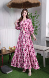 Printed Medium-Sleeved Dress-Outfit