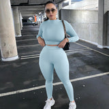 Fongt And Winter New Women's Casual Two-Piece Slim Long Sleeve Sports Suit-Outfit