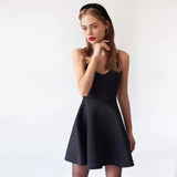 Solid Color a Line Sleeveless High Waist Fashion Mini