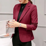 Fongt Spring And Autumn New Professional Joker Suit Long Sleeve Korean Version Temperament Slim Show Thin Suit Jacket Female Short Style-Outfit