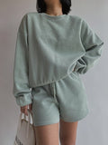 High Quality Hoodies Tracksuits 2 Piece Set Summer Autumn Sweatshirt + Sporting Shorts Outfit Solid Pants