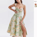 Fongt Women's Clothing 2026 Spring And Summer Temperament Thin Slings Sexy Open Broken Flower Dress