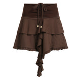 Retro High-Waisted Skirt 2024 Spring / Summer New Irregular Design A-Shaped Casual Skirt Trend-Outfit