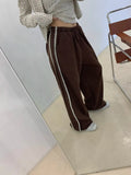 Side Contrasting Lace Track-pants-Outfit