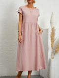 Fongt Solid Color Sleeveless Loose Cotton Into Pocket